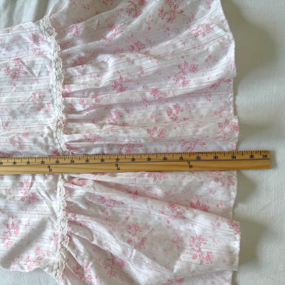 Vintage Coquette Pink Floral Lace Dobby Tiered Mini Dress Love Shack Fancy Style - Picture 4 of 5